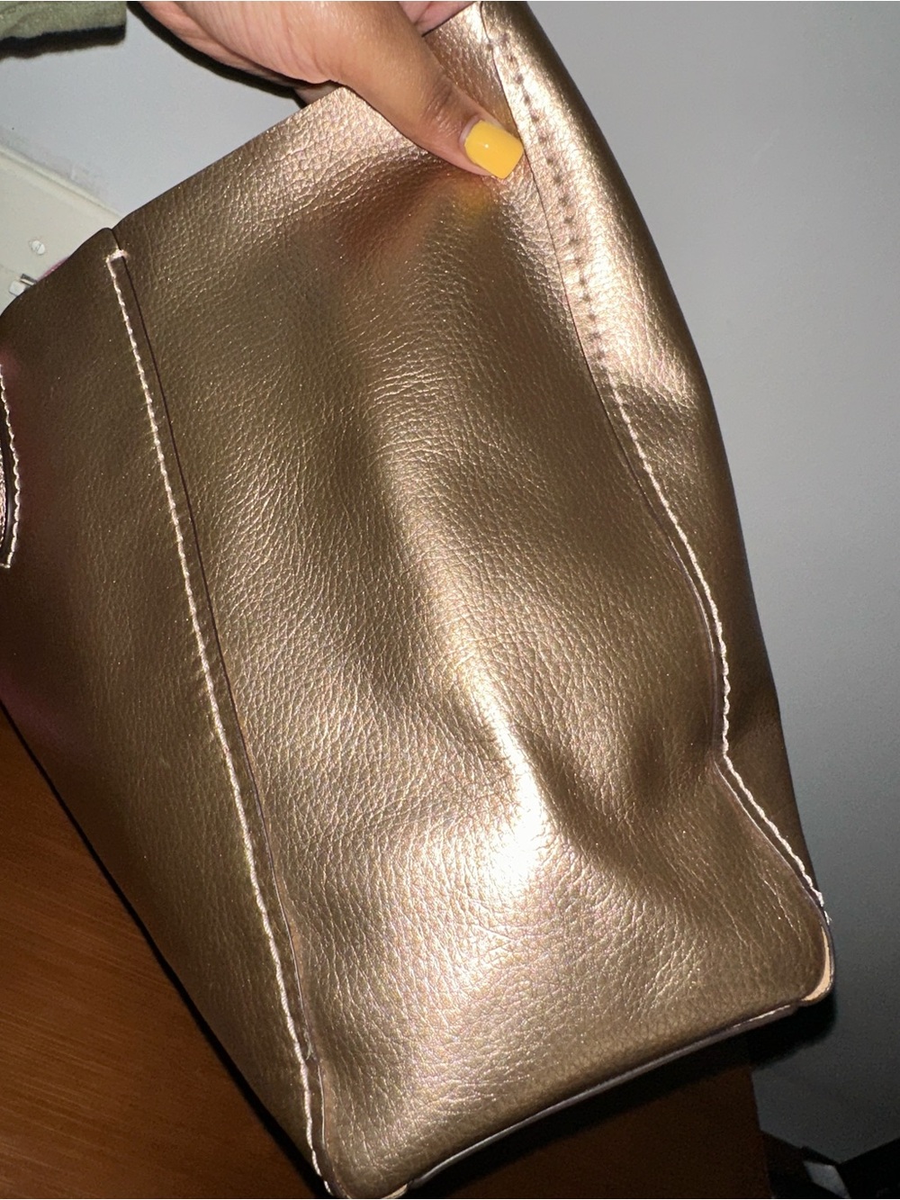 Coach Derby Metallic Rose Gold Tote with Pink Top Handles - Picture 7 of 13